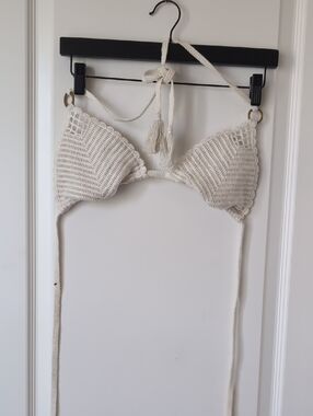 aerie Crochet Triangle Bralette - Cream